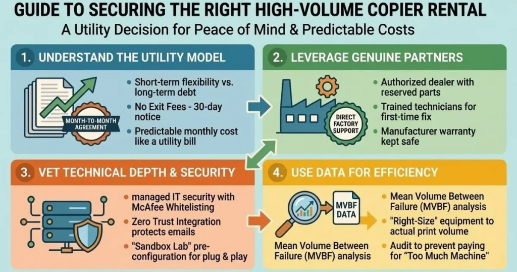 Guide to securing the right high-volume Copier Rental Cost in Birmingham, focusing on McAfee Whitelisting, Zero Trust, and Sandbox Lab pre-configuration.